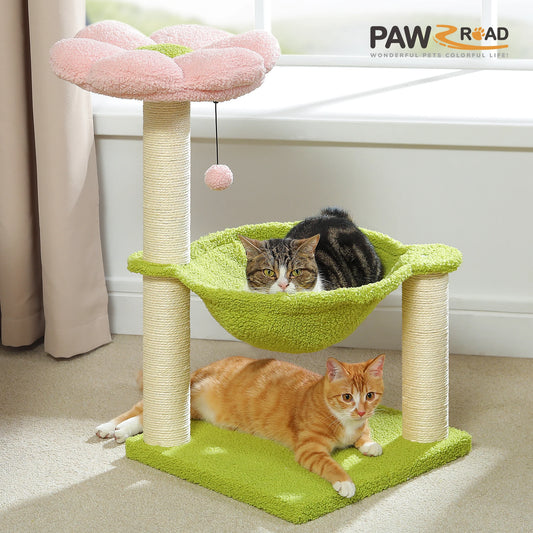 Cat Climbing Frame with Scratching Post and Hammock