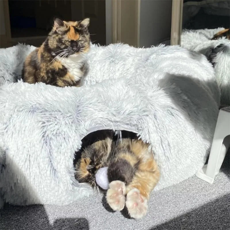 Fluffy Cat Tunnel Bed