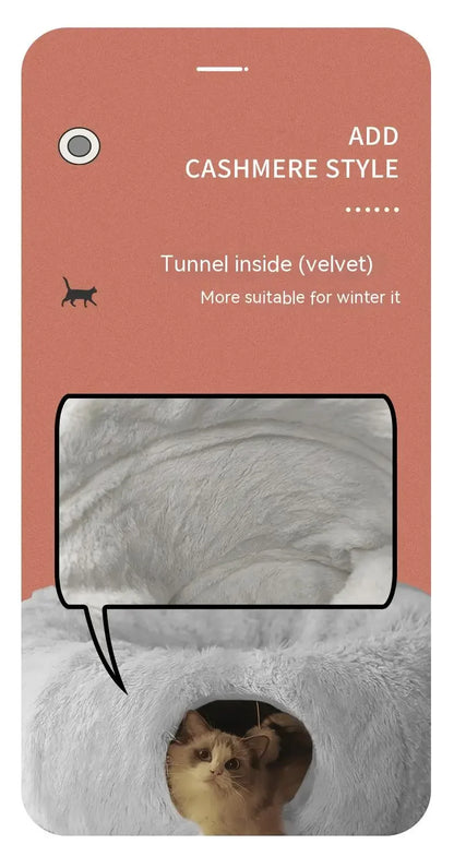 Fluffy Cat Tunnel Bed