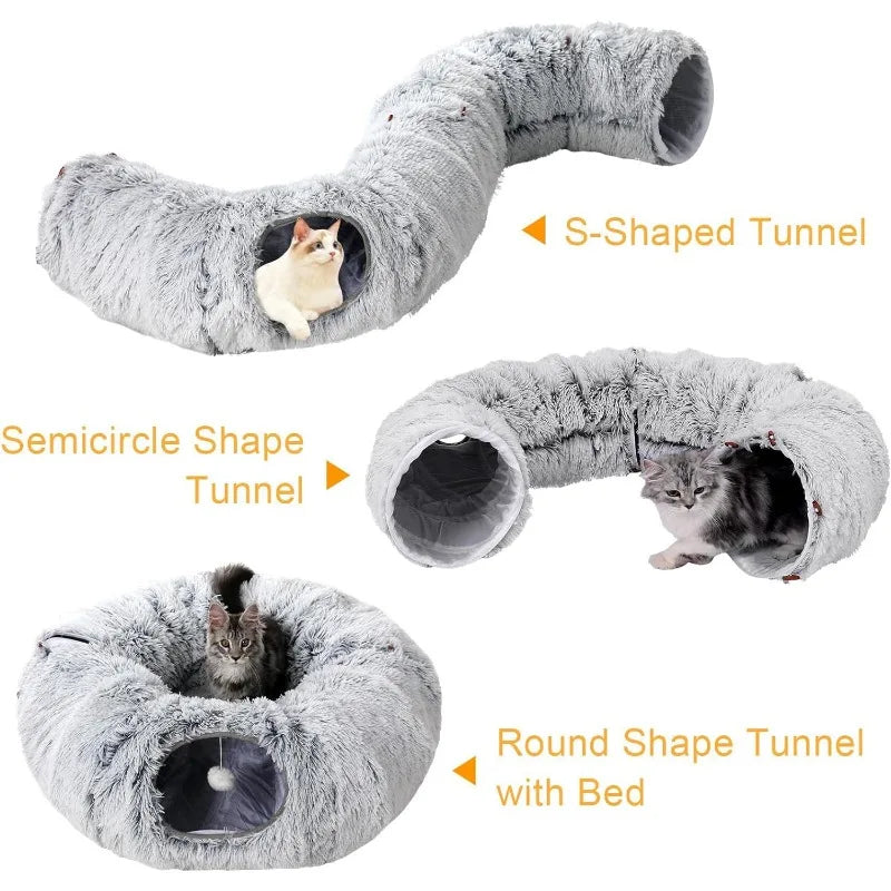 Fluffy Cat Tunnel Bed