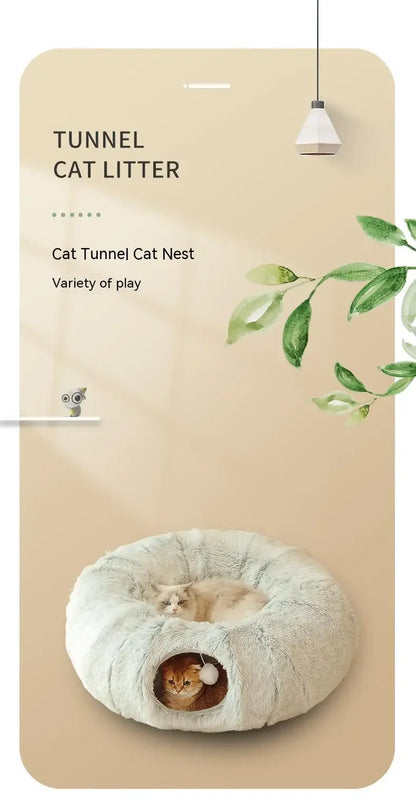 Fluffy Cat Tunnel Bed